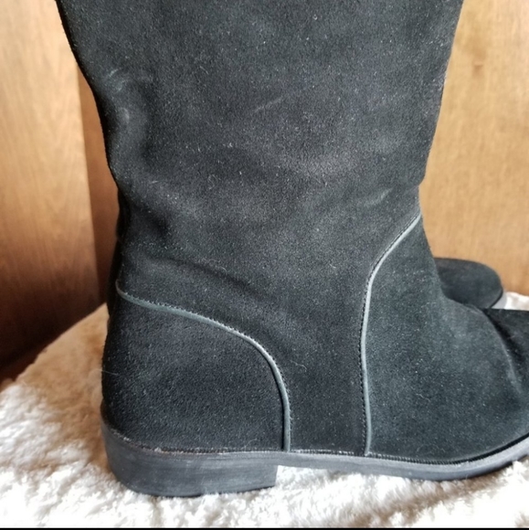 Ugg Gracen Suede Leather Black Riding Boots 8 - Picture 7 of 13